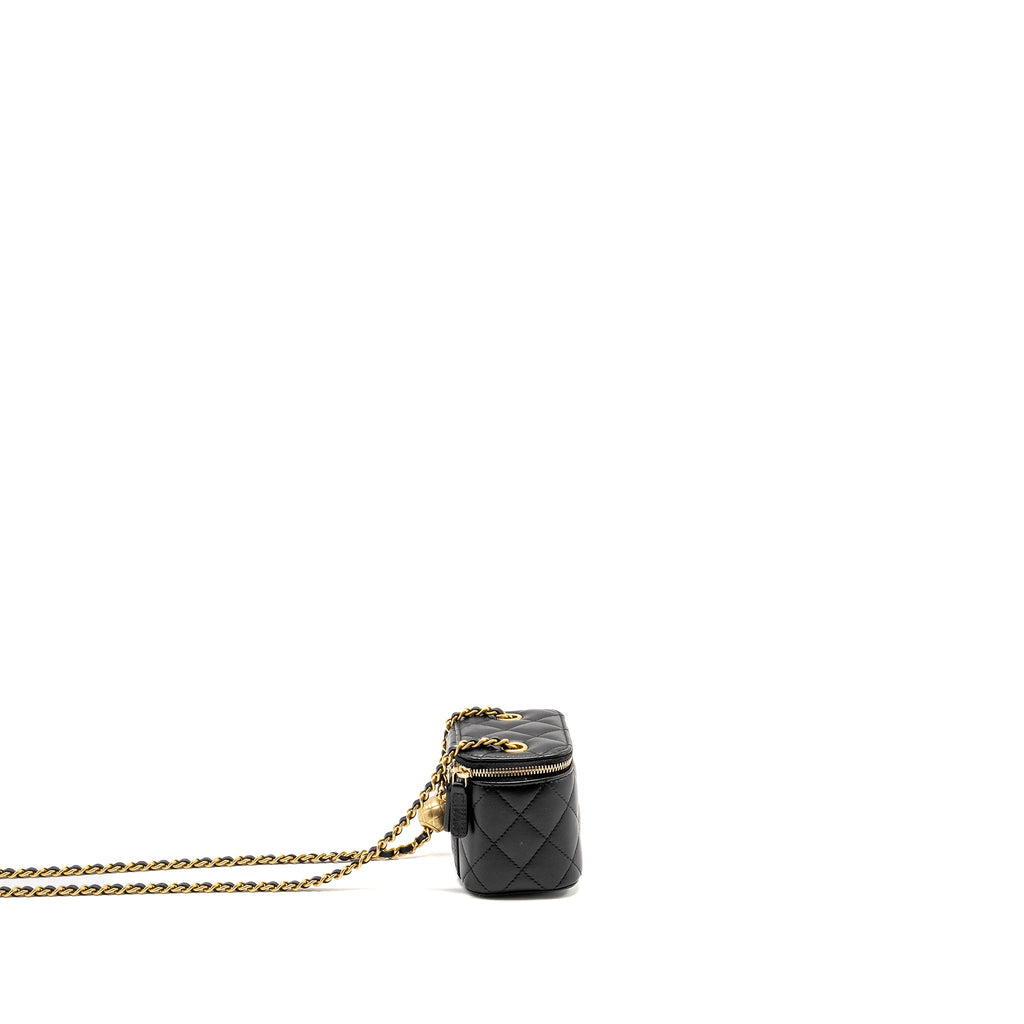 CHANEL PEARL CRUSH MINI VANITY CASE LAMBSKIN BLACK GHW
