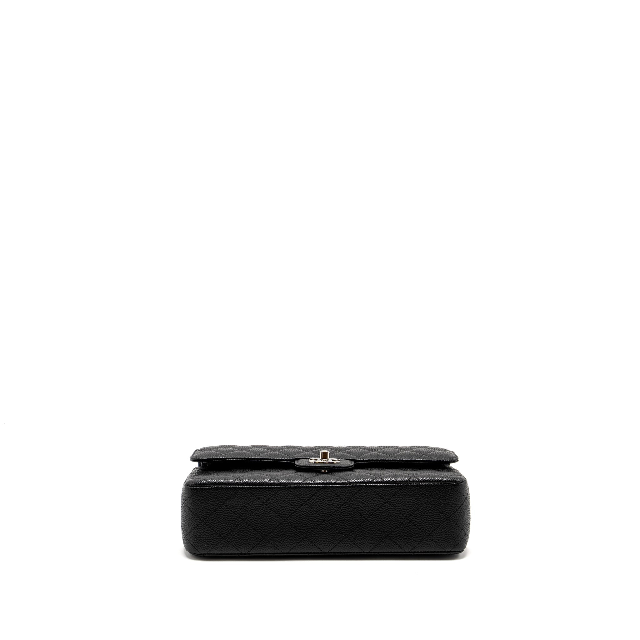 CHANEL MEDIUM CLASSIC DOUBLE FLAP BAG CAVIAR BLACK SHW (MICROCHIP)