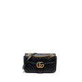 GUCCI SMALL GG MARMONT SHOULDER BAG CALFSKIN BLACK GHW