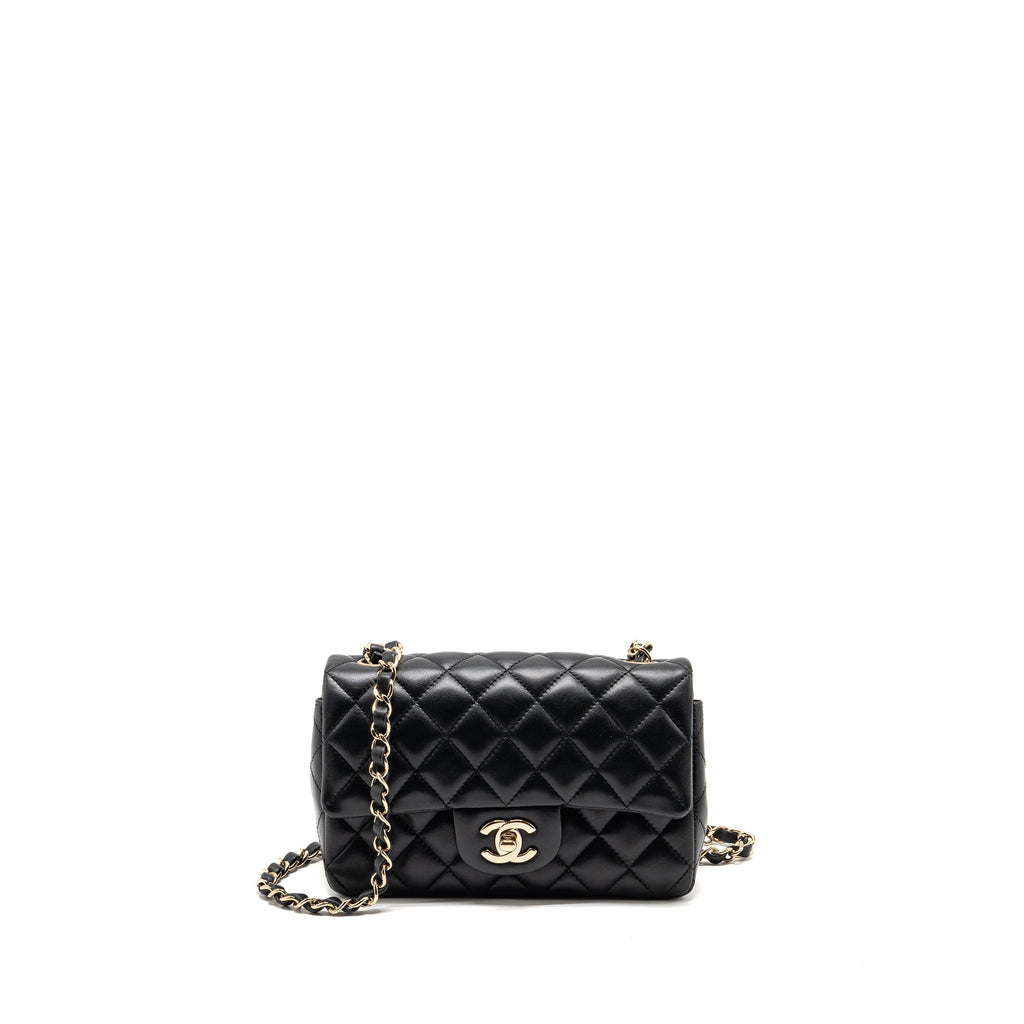 CHANEL MINI RECTANGULAR FLAP BAG LAMBSKIN BLACK LGHW