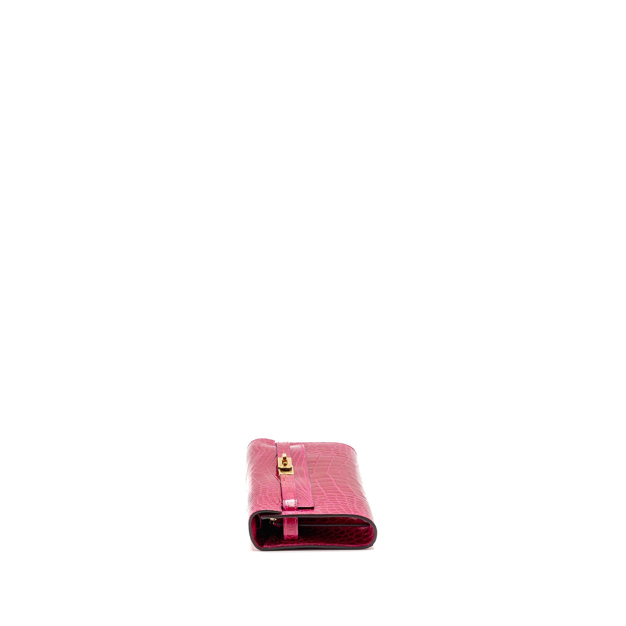 HERMES KELLY TO GO SHINY ALLIGATOR MISSISSIPPIENSIS ROSE MEXICO GHW