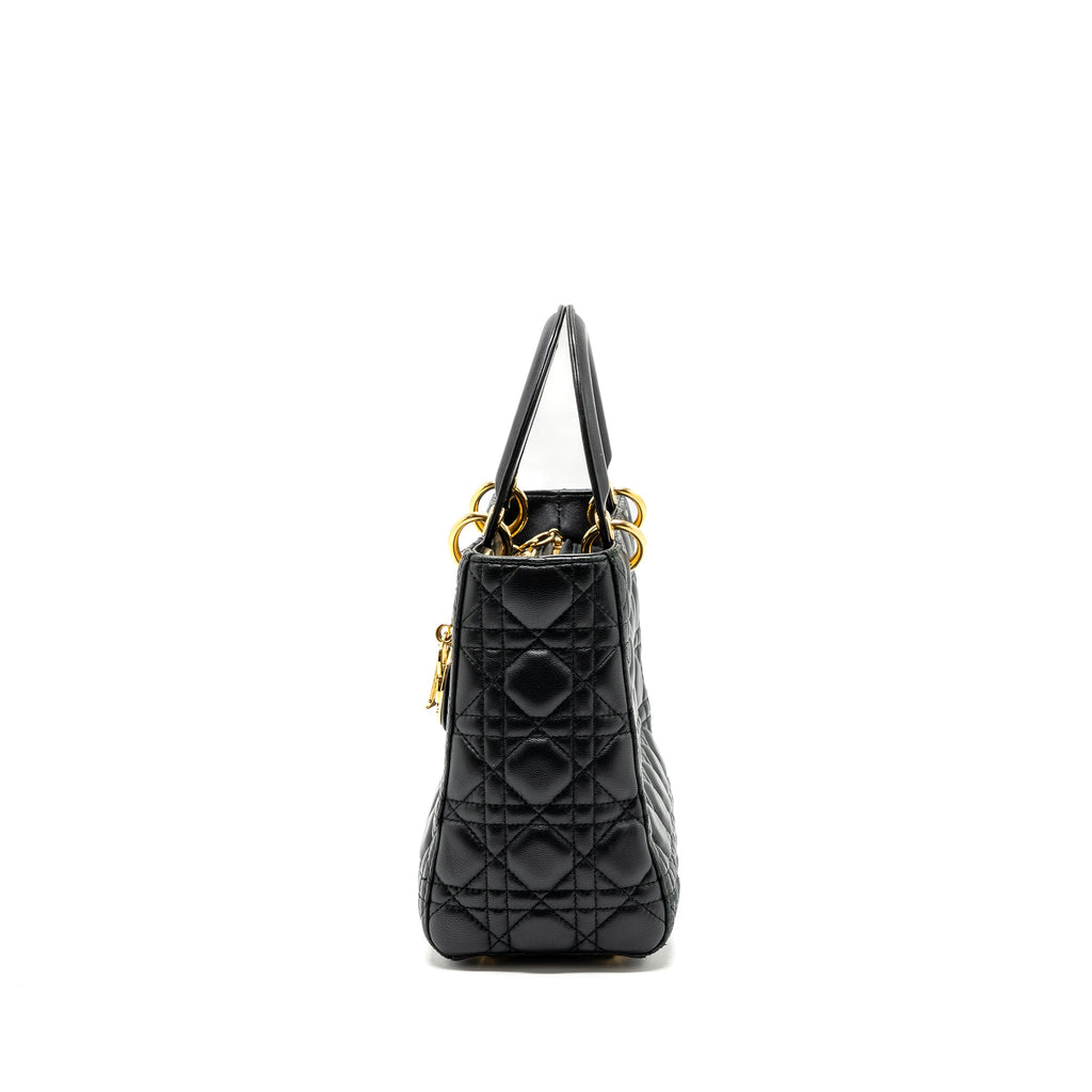 DIOR MEDIUM LADY DIOR LAMBSKIN BLACK GHW