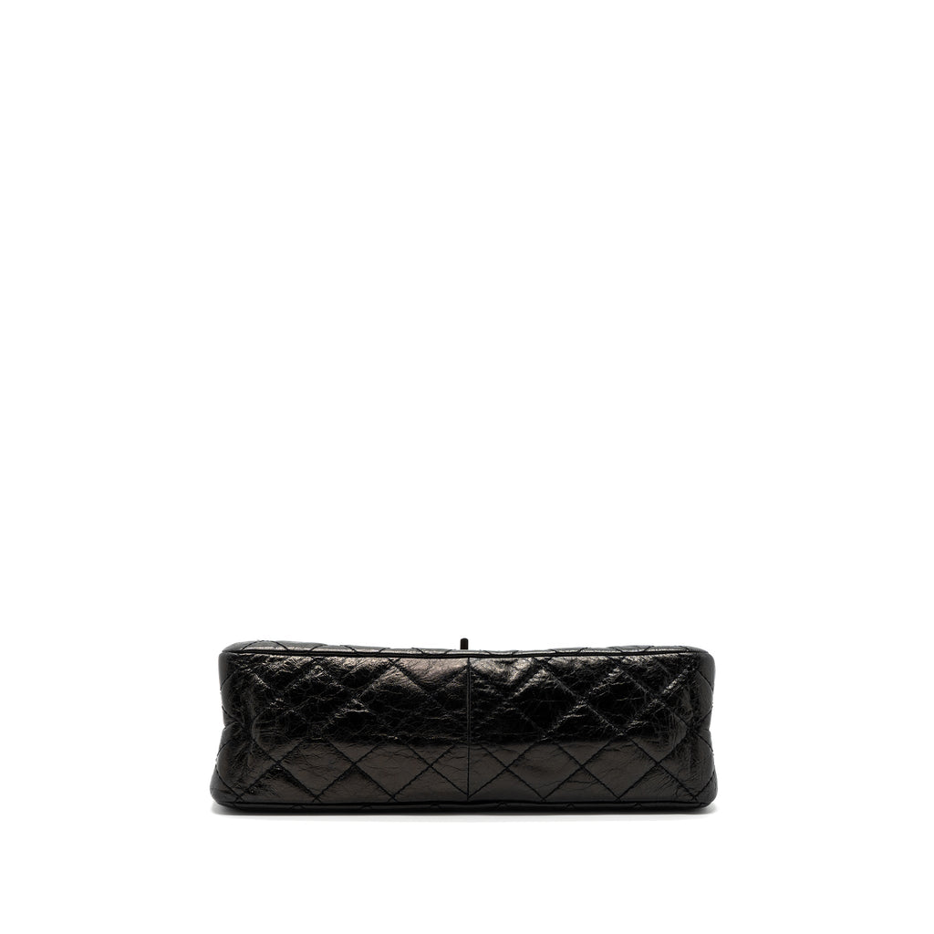 CHANEL 2.55 226 REISSUE DOUBLE FLAP BAG GRAINED CALFSKIN BLACK SHW