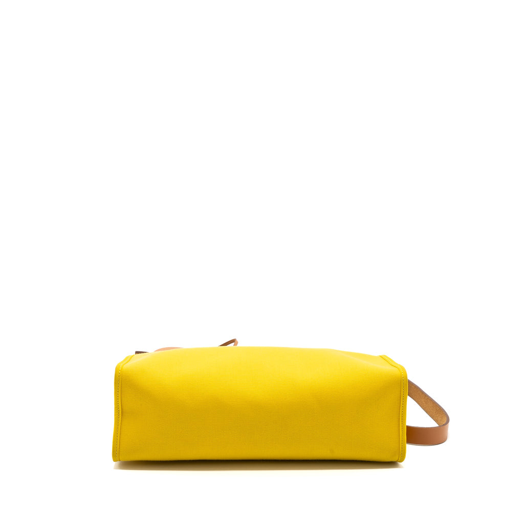 HERMES HERBAG 31 ZIP BAG CANVAS / LEATHER JAUNE DE NAPLES / NATURAL SHW