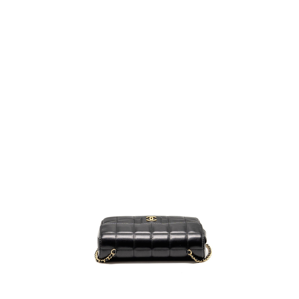 CHANEL CAMELLIA MINI FLAP SHOULDER BAG LAMBSKIN BLACK GHW