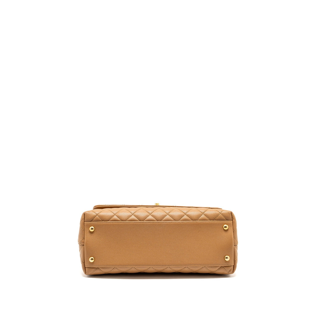 CHANEL MEDIUM COCO HANDLE CAVIAR DARK BEIGE GHW (MICROCHIP)