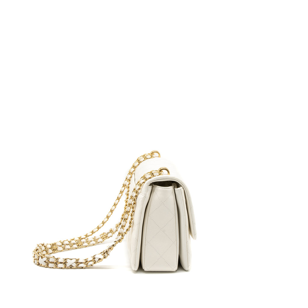 CHANEL 21K COCO FIRST CAVIAR WHITE BRUSHED GHW (MICROCHIP)