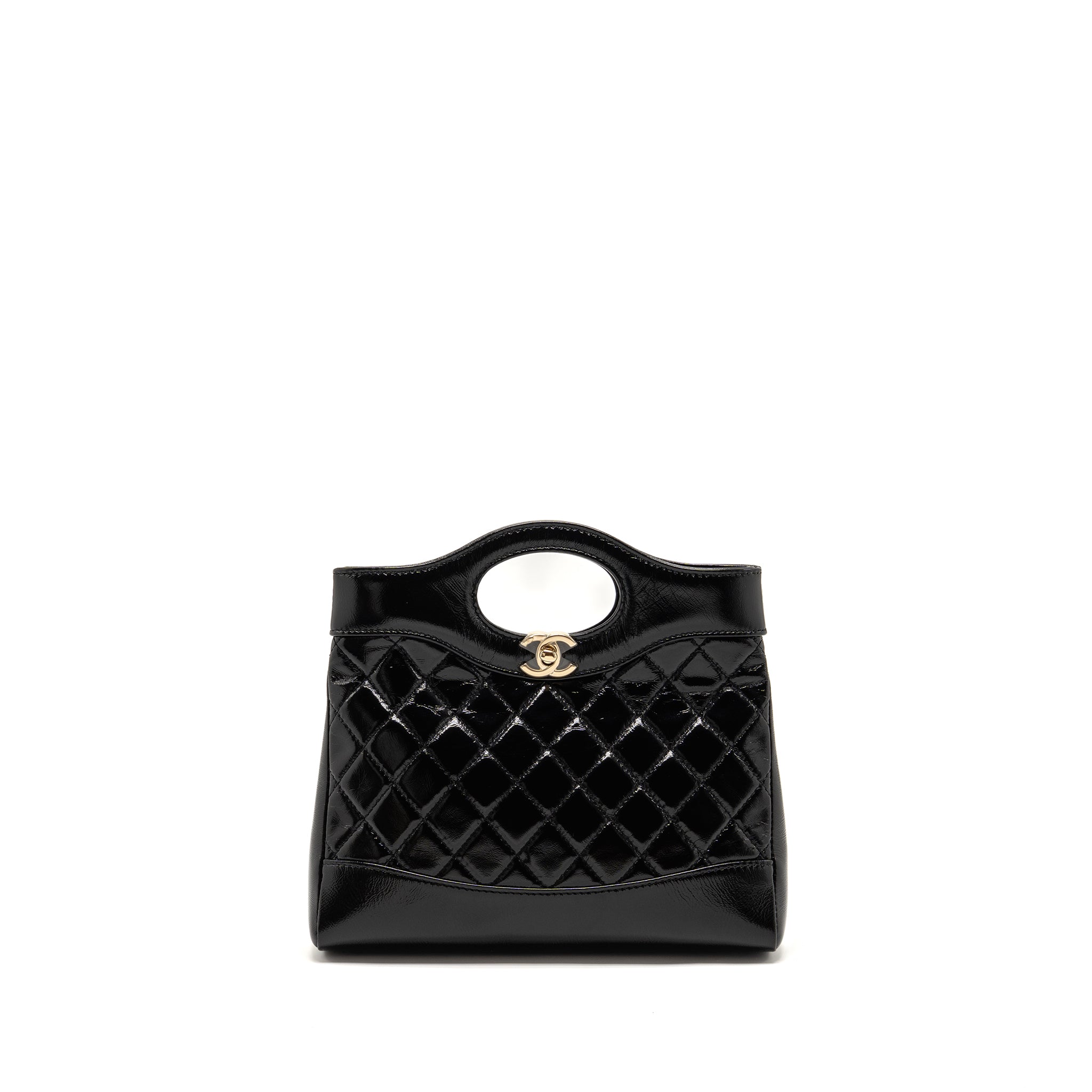 CHANEL MINI 31 BAG SHINY LAMBSKIN BLACK LGHW (MICROCHIP)