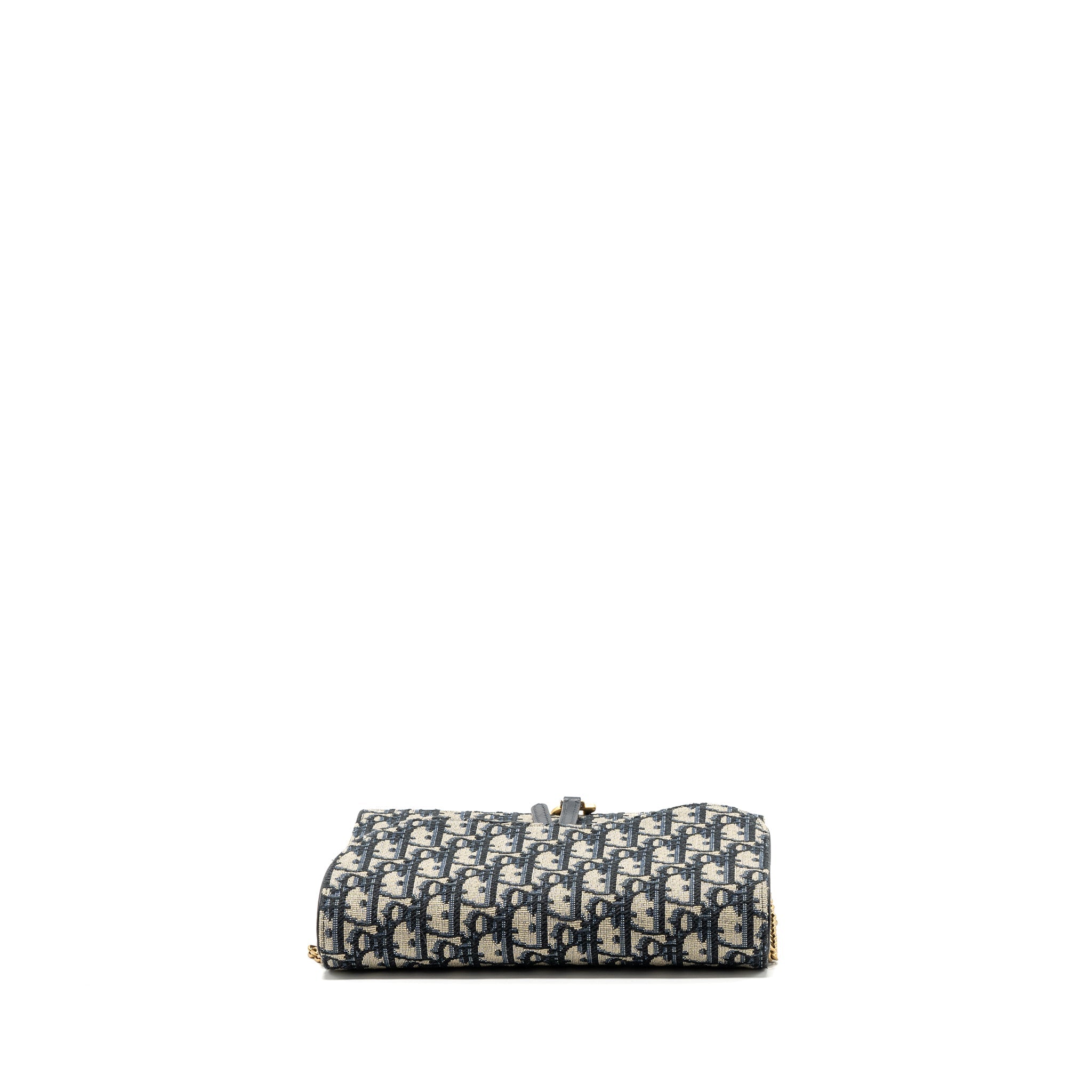 DIOR SADDLE POUCH WITH CHAIN DIOR OBLIQUE JACQUARD BLUE GHW