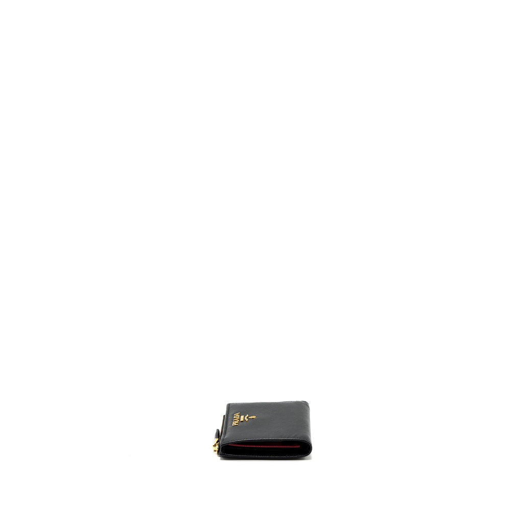 PRADA SMALL SAFFIANO LEATHER WALLET BLACK GHW