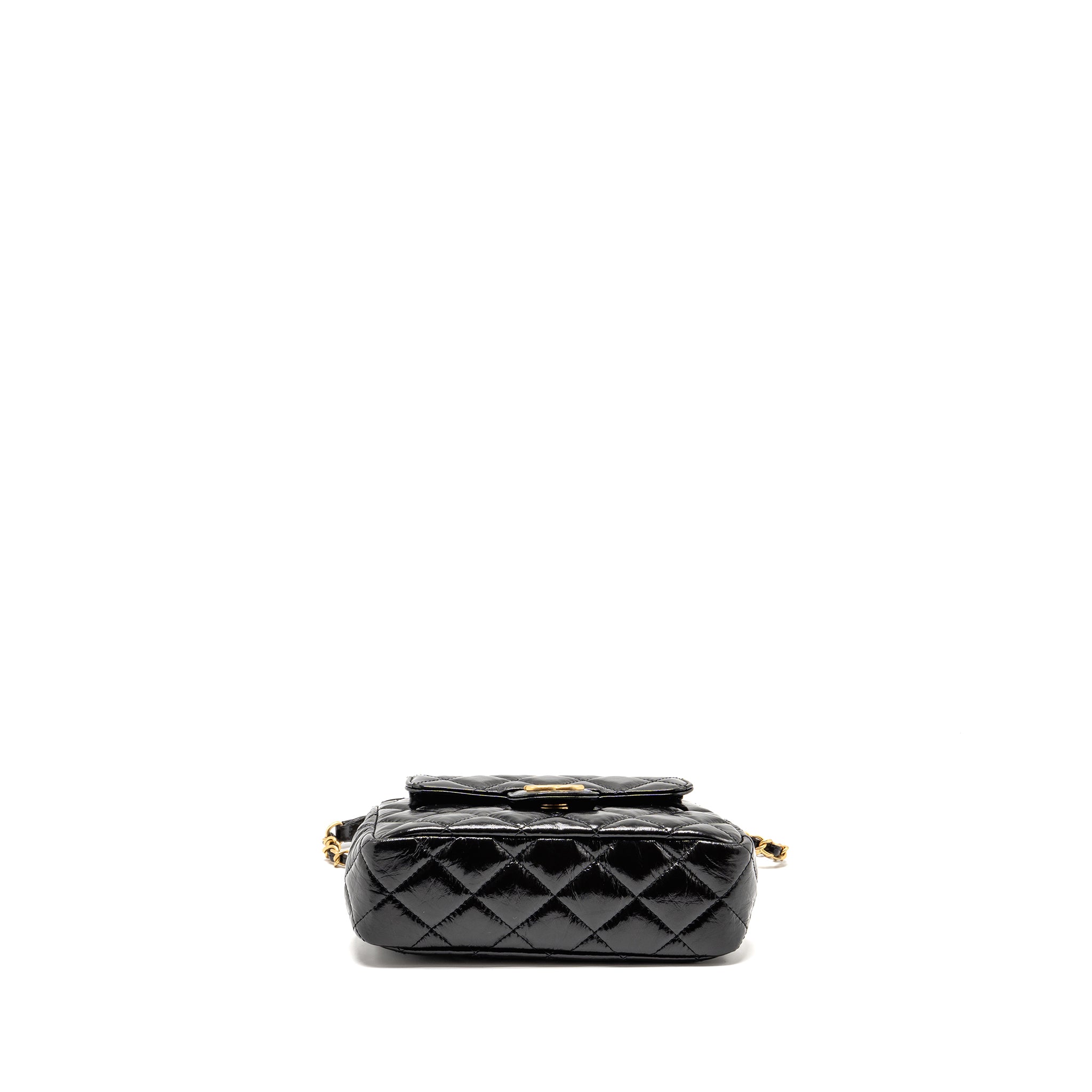 CHANEL 23B SMALL HOBO BAG SHINY CALFSKIN BLACK GHW (MICROCHIP)