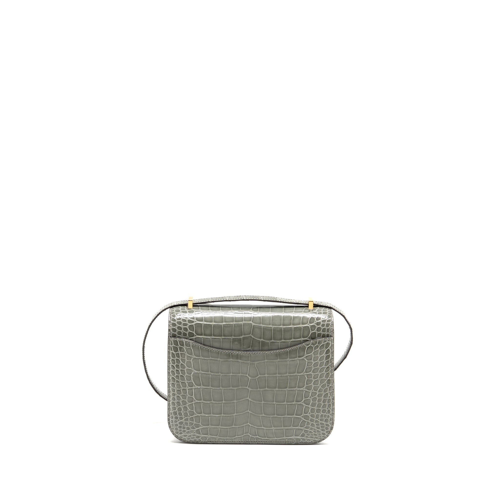 HERMES CONSTANCE MINI ALLIGATOR MISSISSIPPIENSIS 0V GRIS CIMENT GHW