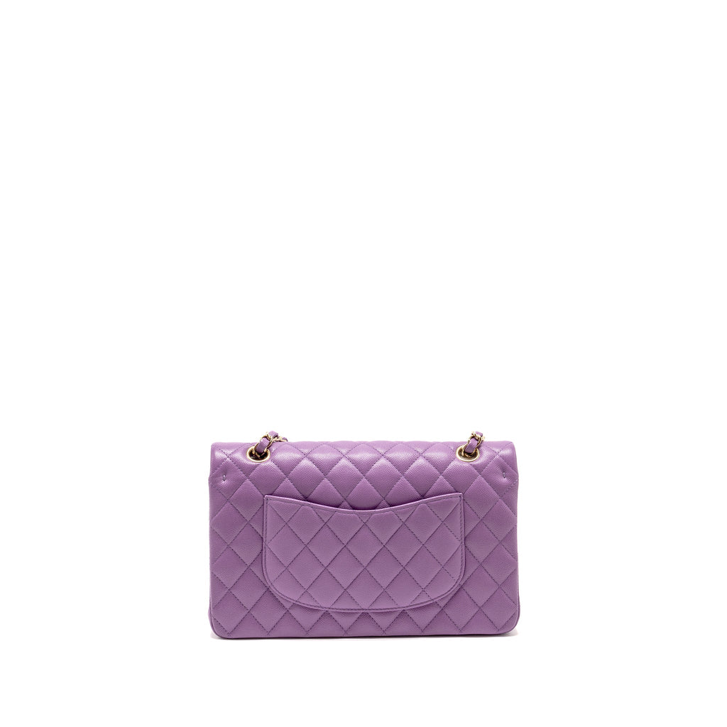 CHANEL MEDIUM CLASSIC DOUBLE FLAP BAG CAVIAR PURPLE LGHW (MICROCHIP)