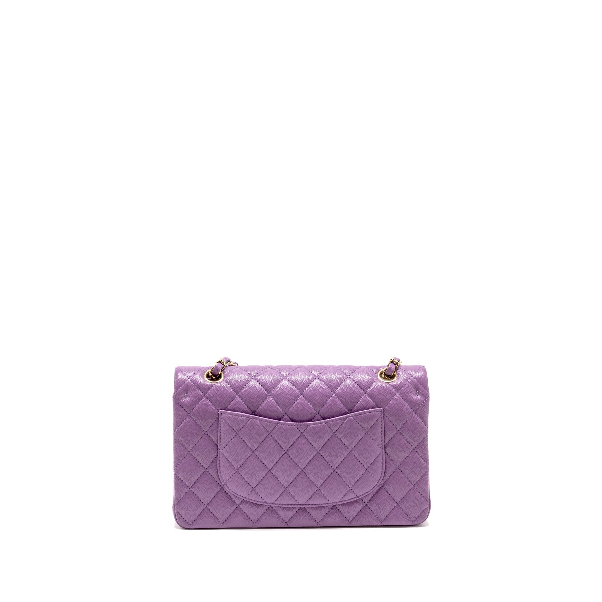 CHANEL MEDIUM CLASSIC DOUBLE FLAP BAG CAVIAR PURPLE LGHW (MICROCHIP)