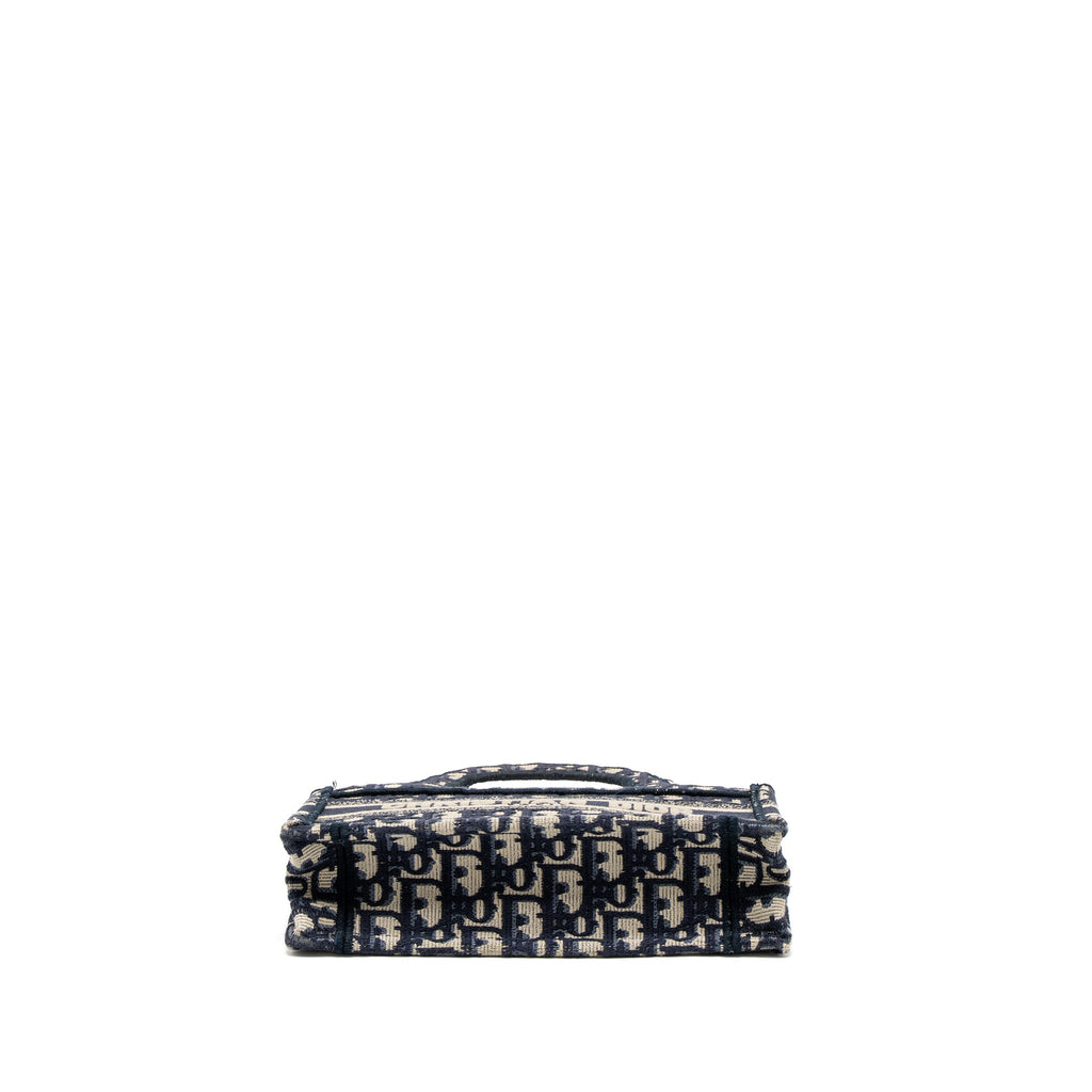 DIOR MINI BOOK TOTE BLUE OBLIQUE EMBROIDERY