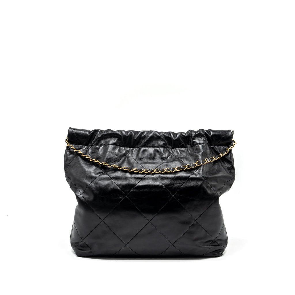 CHANEL MEDIUM 22 BAG CALFSKIN BLACK GHW (MICROCHIP)