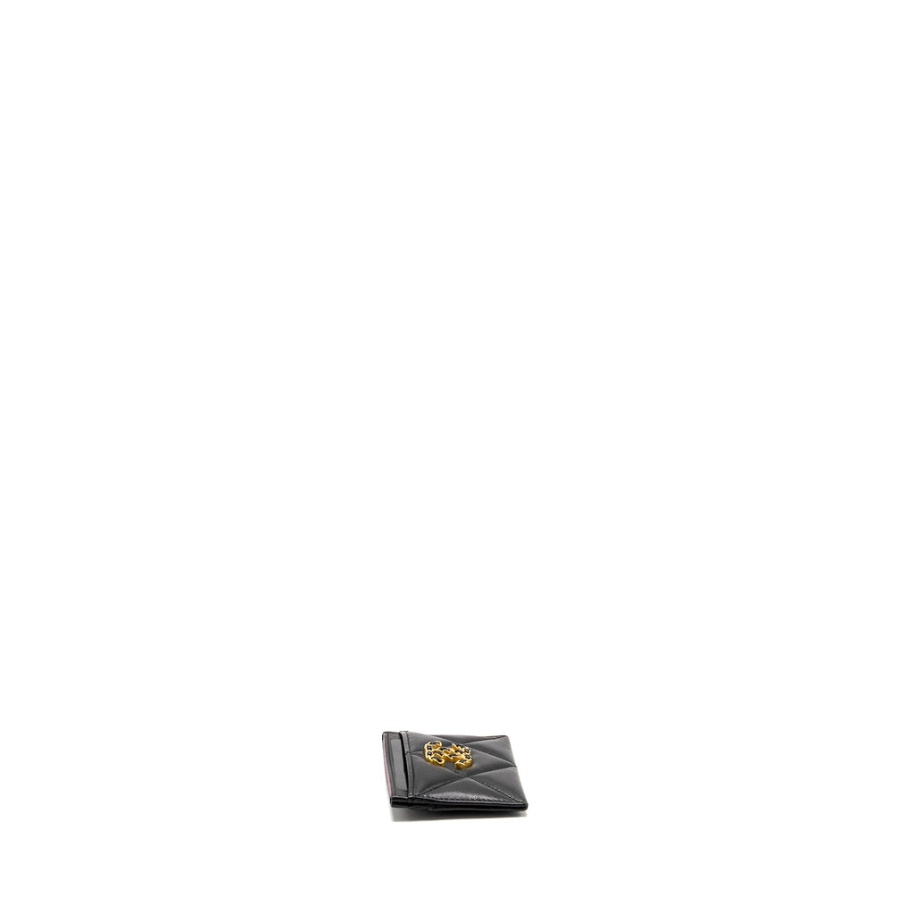 CHANEL 19 CARD HOLDER LAMBSKIN BLACK GHW (MICROCHIP)