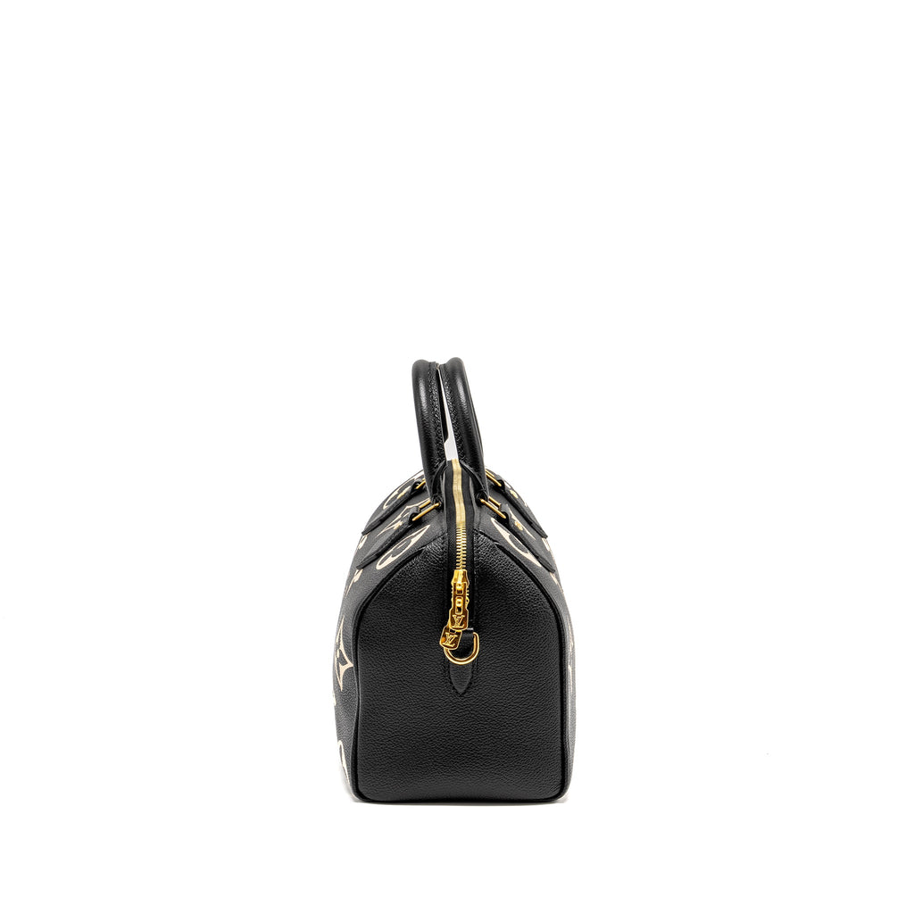 LOUIS VUITTON SPEEDY 25 BANDOULIERE BICOLOR MONOGRAM EMPREINTE BLACK GHW