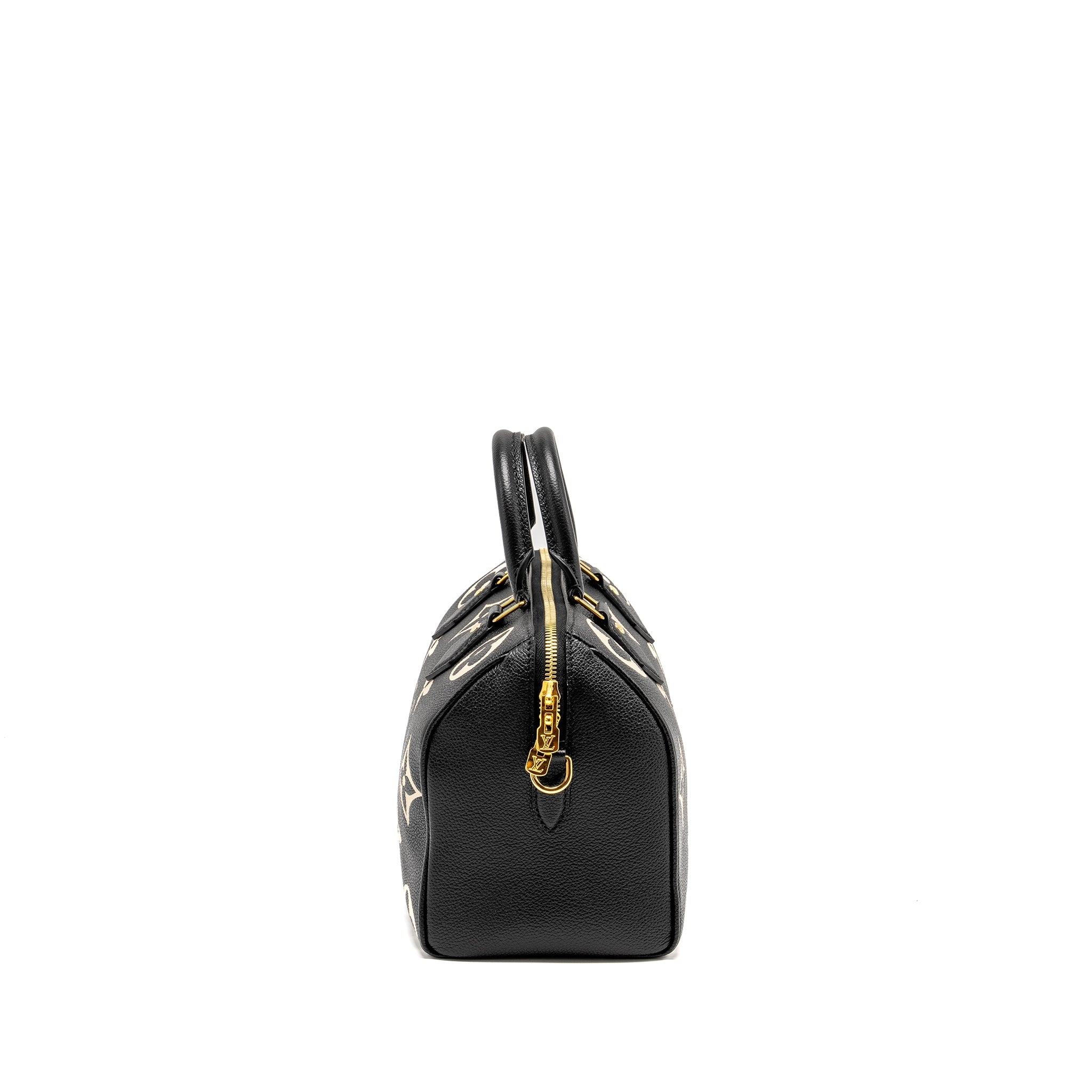 LOUIS VUITTON SPEEDY 25 BANDOULIERE BICOLOR MONOGRAM EMPREINTE BLACK GHW