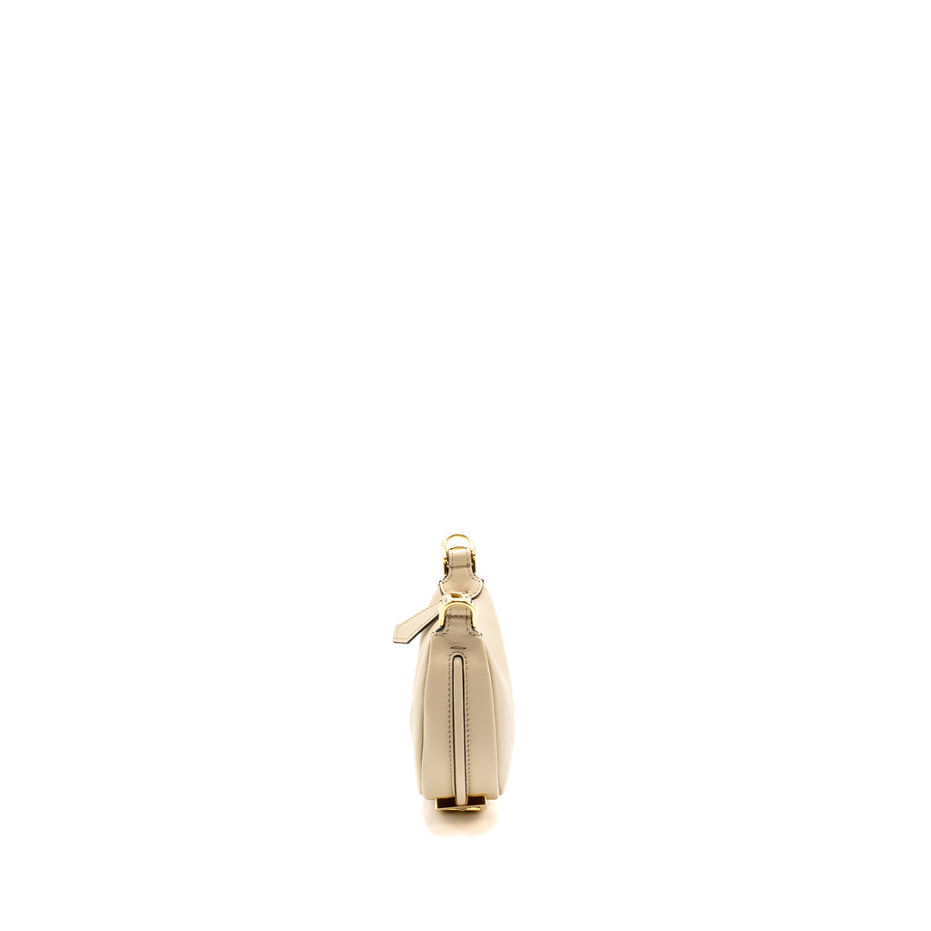 FENDI NANO FENDIGRAPHY LEATHER CHARM CALFSKIN BEIGE GHW