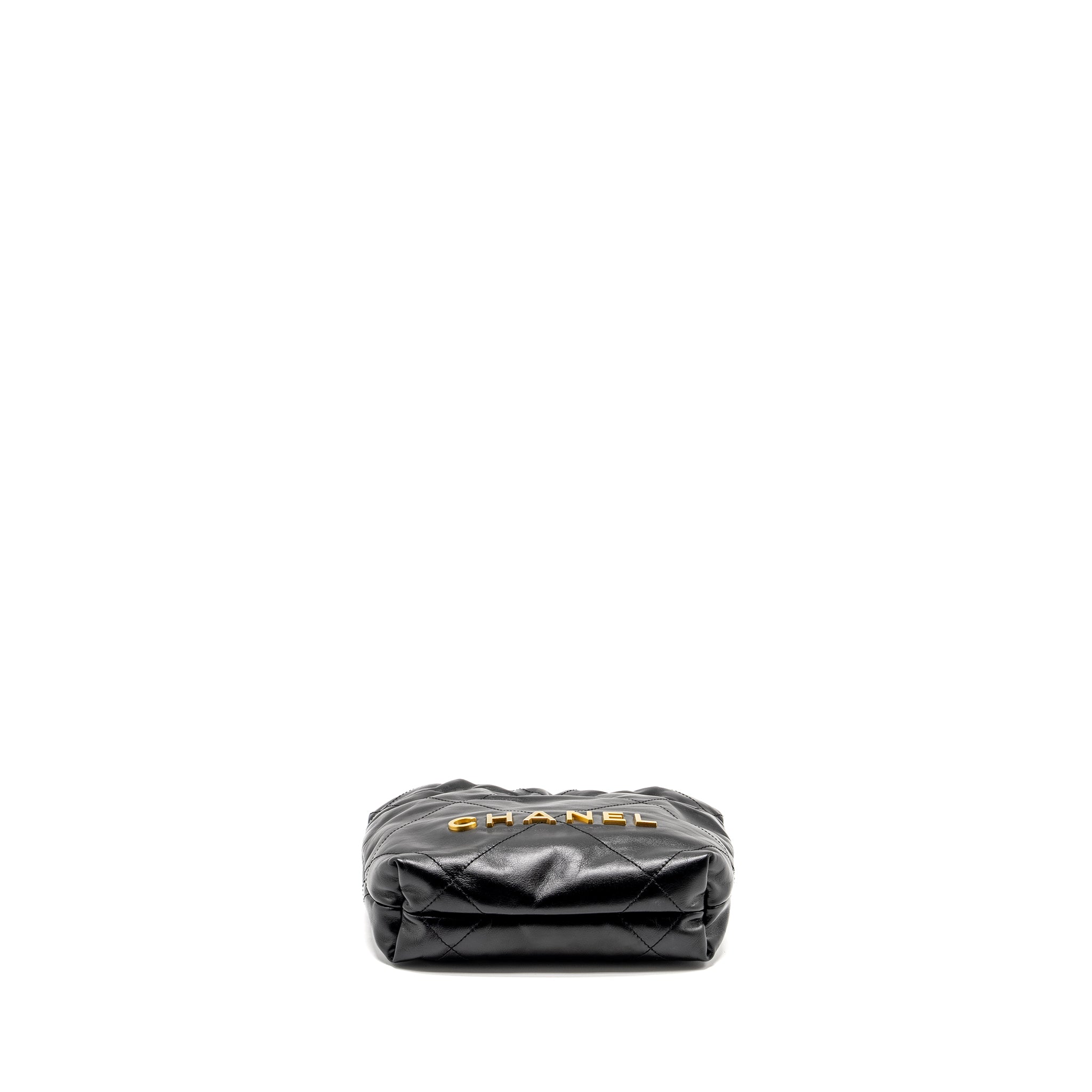 CHANEL 23K MINI 22 BAG SHINY CALFSKIN BLACK GHW (MICROCHIP)
