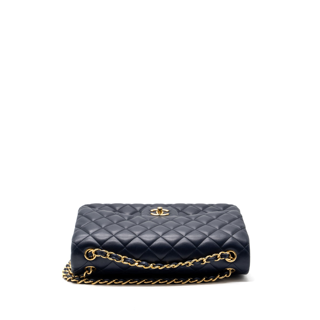 CHANEL JUMBO CLASSIC DOUBLE FLAP LAMBSKIN NAVY GHW
