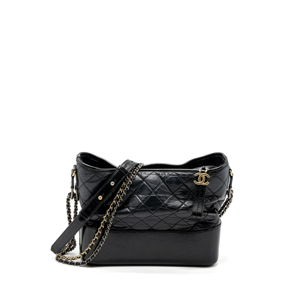 CHANEL MEDIUM GABRIELLE HOBO BAG AGED CALFSKIN BLACK MULTICOLOUR HARDWARE