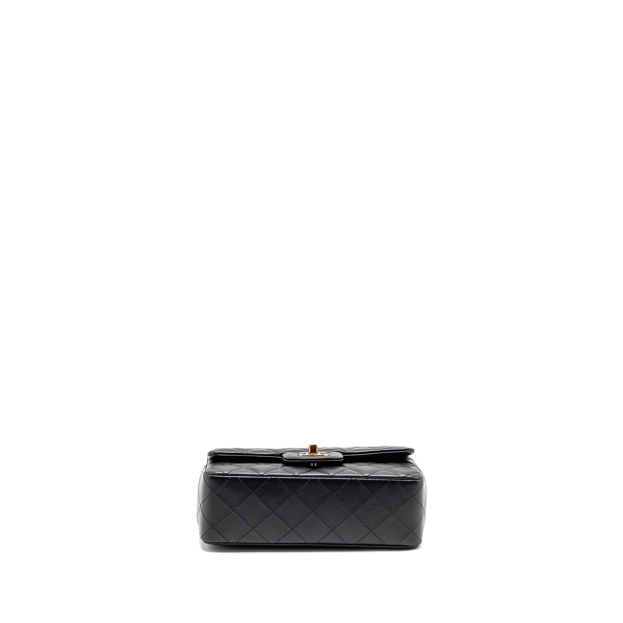 CHANEL MINI RECTANGULAR FLAP BAG LAMBSKIN BLACK RGHW (MICROCHIP)