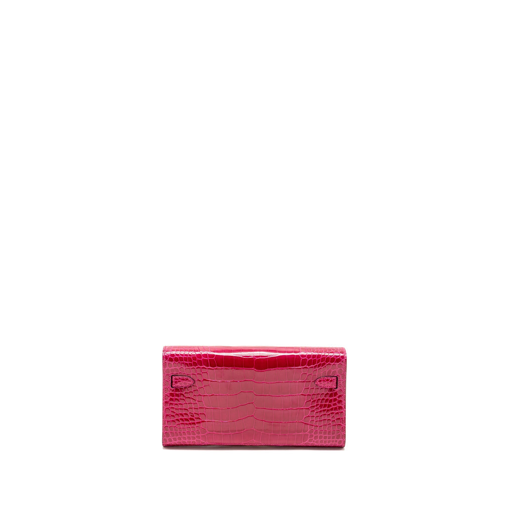HERMES KELLY TO GO SHINY ALLIGATOR MISSISSIPPIENSIS ROSE MEXICO GHW