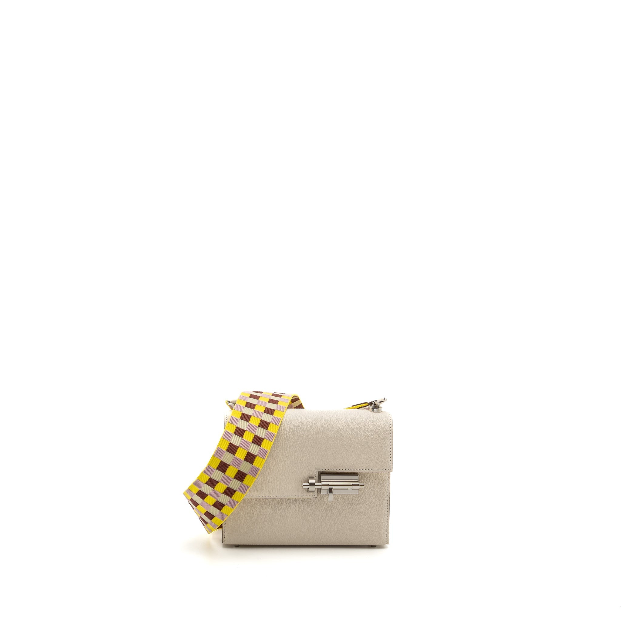 HERMES MINI VERROU CHEVRE MYSORE NATA / MULTICOLOR STRAP SHW