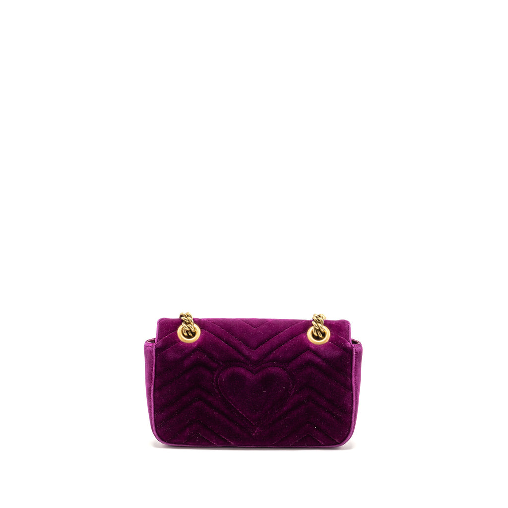 GUCCI MINI GG MARMONT SHOULDER BAG VELVET HOT PINK GHW