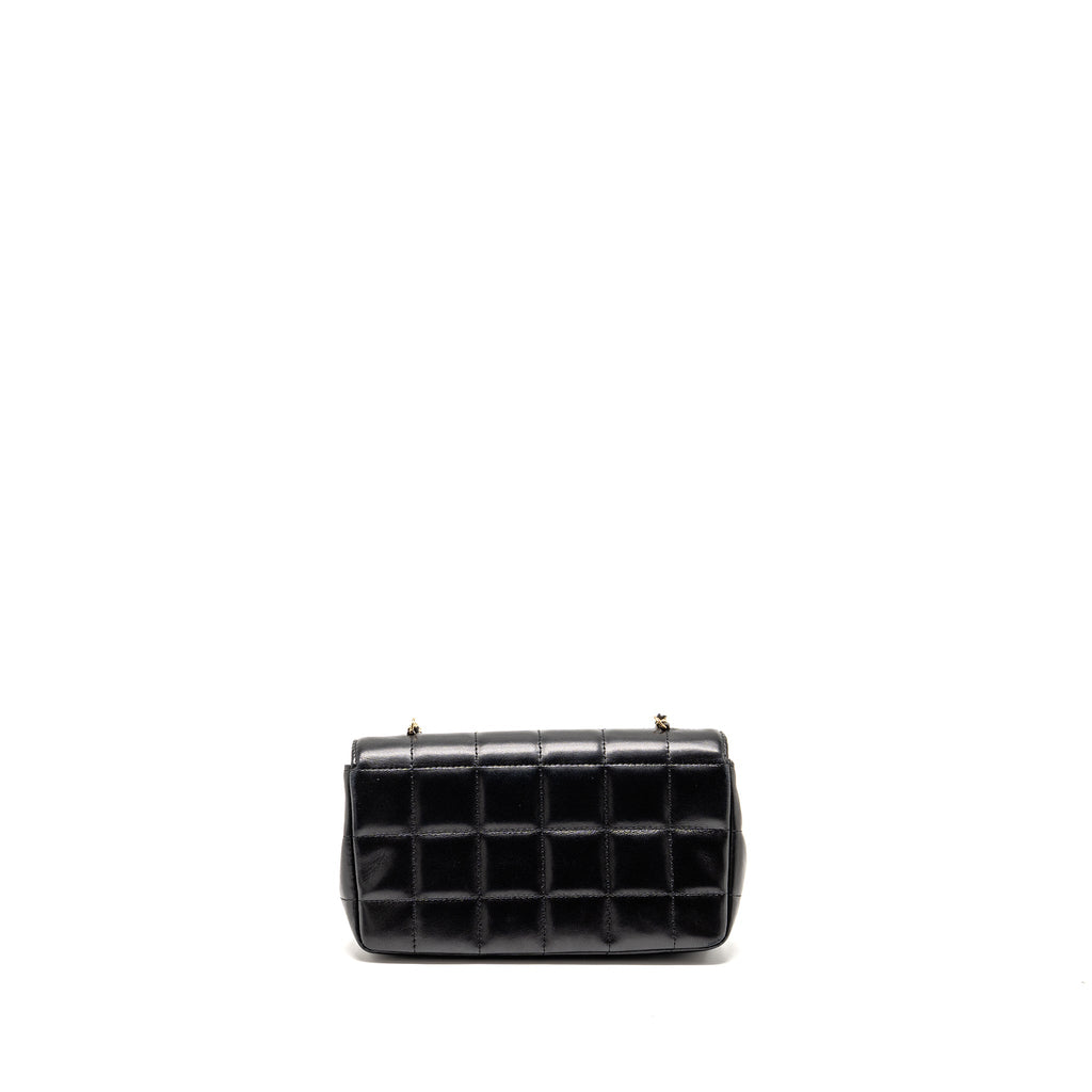 CHANEL CAMELLIA MINI FLAP SHOULDER BAG LAMBSKIN BLACK GHW