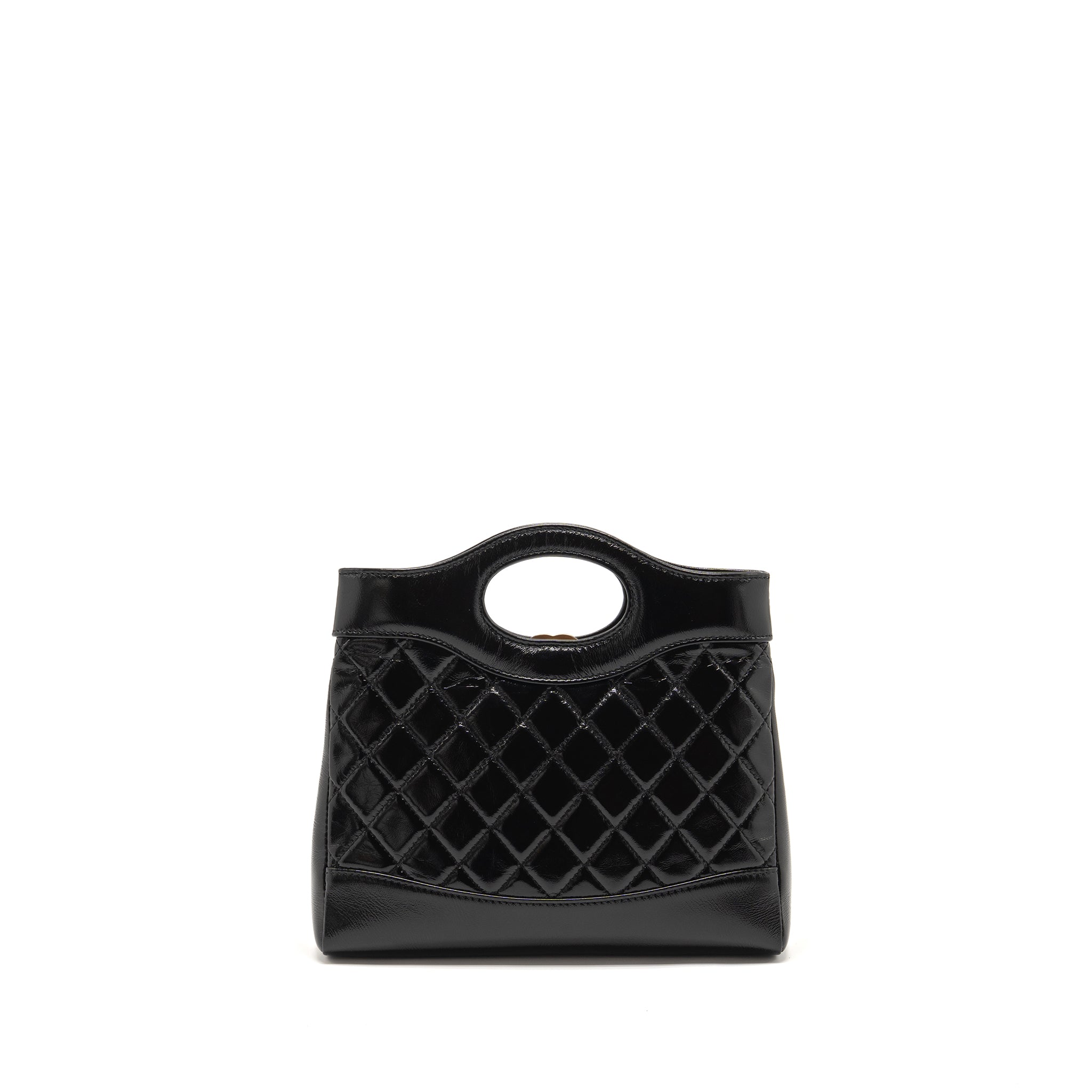 CHANEL MINI 31 BAG SHINY LAMBSKIN BLACK LGHW (MICROCHIP)