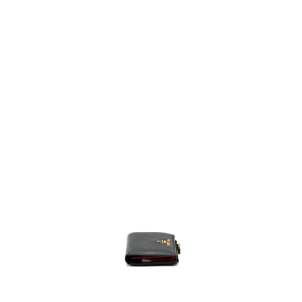 PRADA SMALL SAFFIANO LEATHER WALLET BLACK GHW