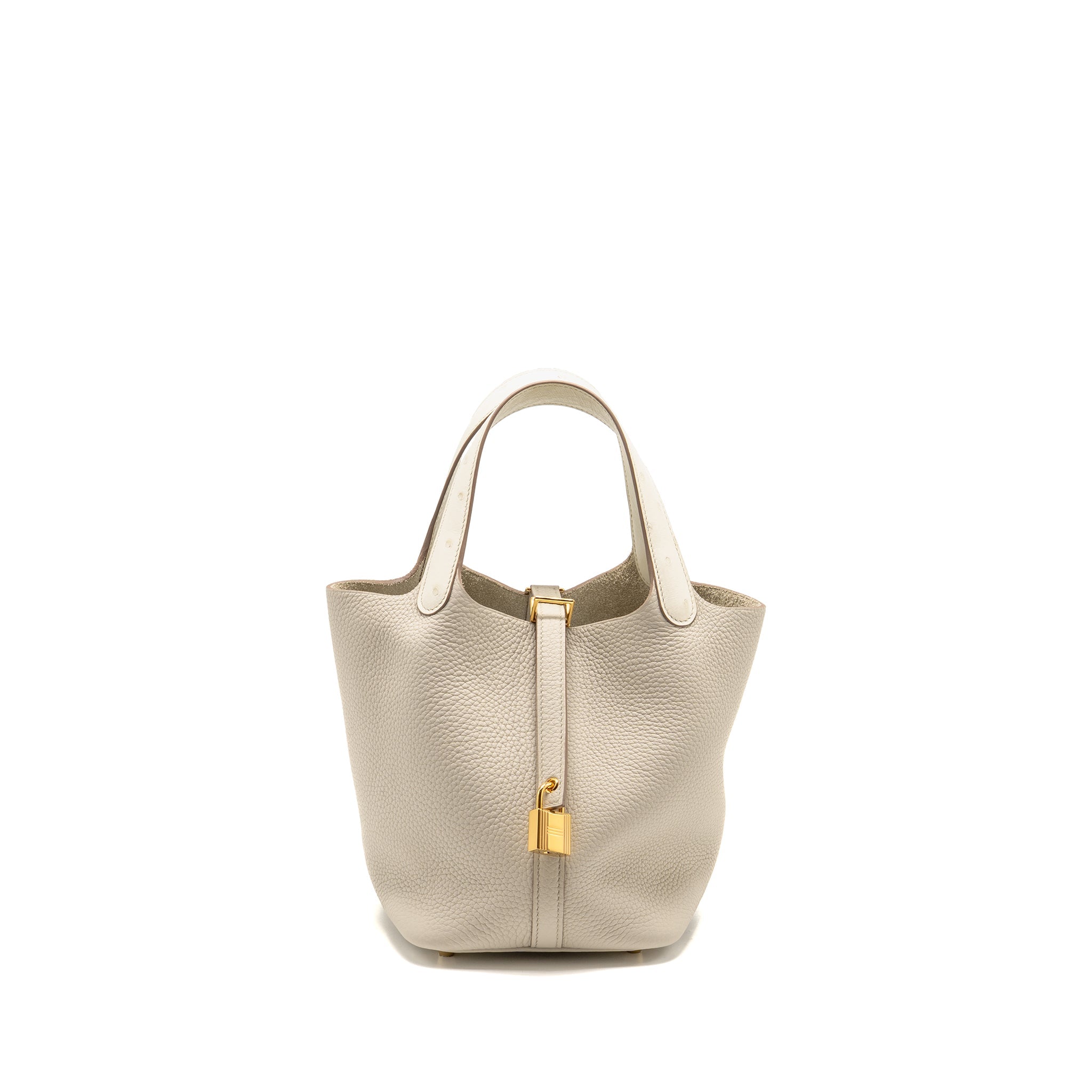 HERMES PICOTIN 18 LOCK BAG OSTRICH TOUCH/CLEMENCE BETON GHW