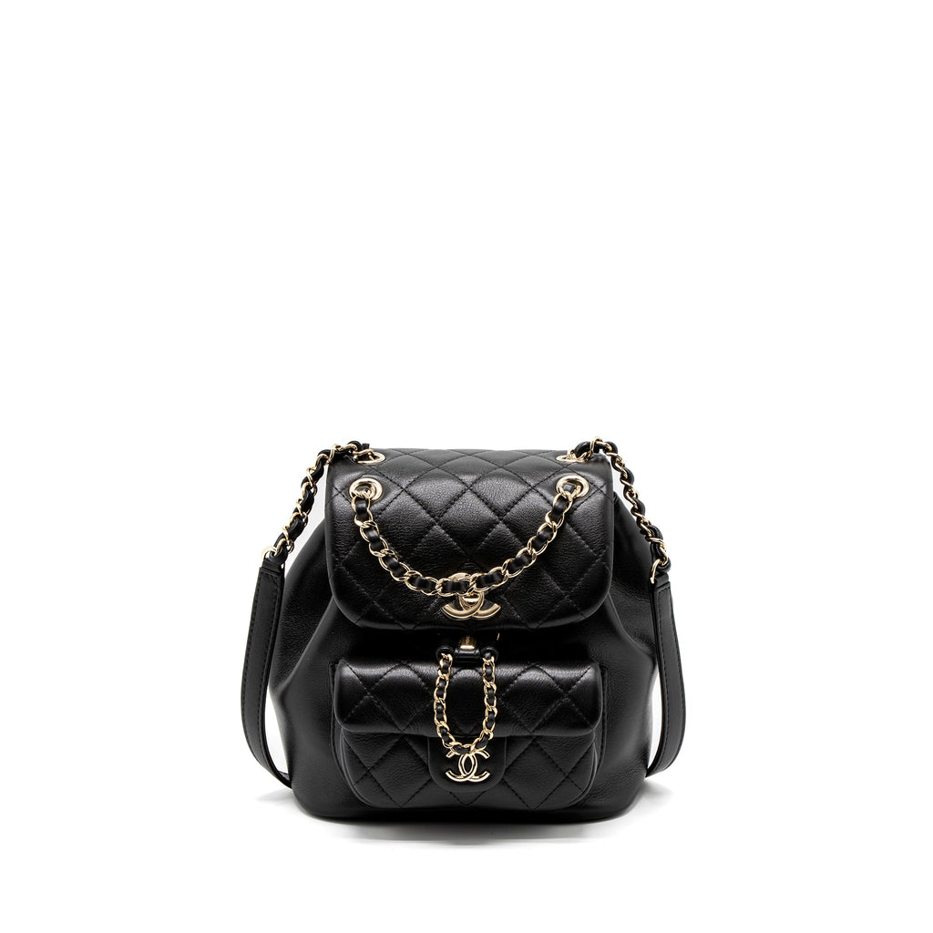 CHANEL 23C DUMA MINI BACKPACK CALFSKIN BLACK LGHW (MICROCHIP)