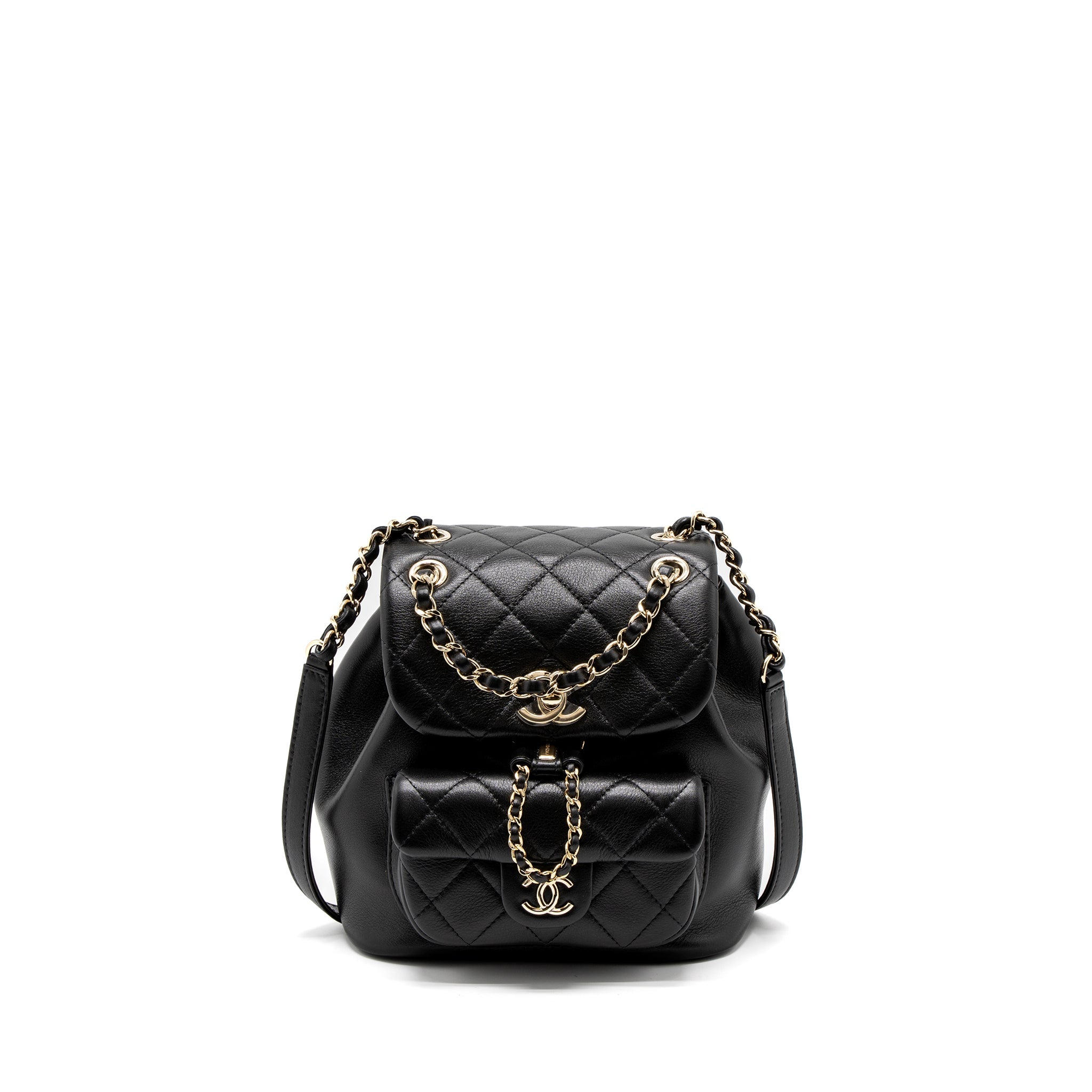 CHANEL 23C DUMA MINI BACKPACK CALFSKIN BLACK LGHW (MICROCHIP)