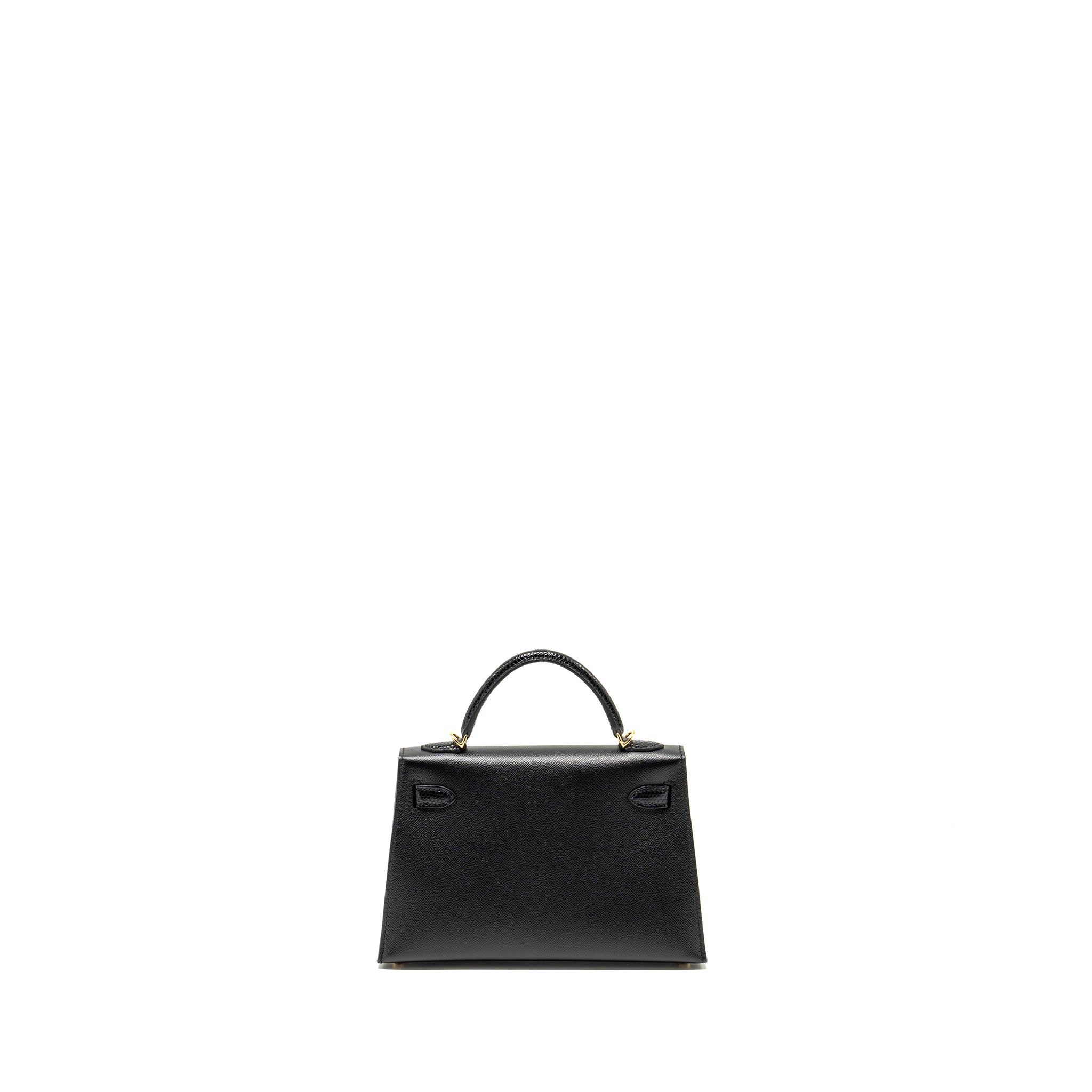 HERMES MINI KELLY II MADAME/LIZARD TOUCH BLACK GHW