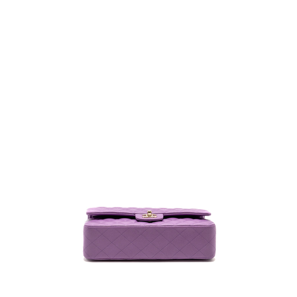 CHANEL MEDIUM CLASSIC DOUBLE FLAP BAG CAVIAR PURPLE LGHW (MICROCHIP)