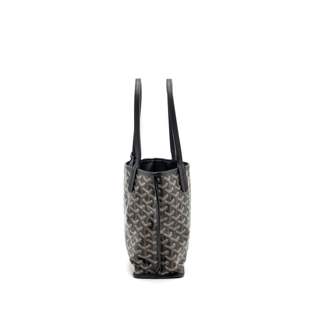 GOYARD MINI ANJOU TOTE BAG GOYARDLINE CANVAS / CALFSKIN BLACK SHW
