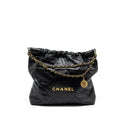 CHANEL MEDIUM 22 BAG CALFSKIN BLACK GHW (MICROCHIP)