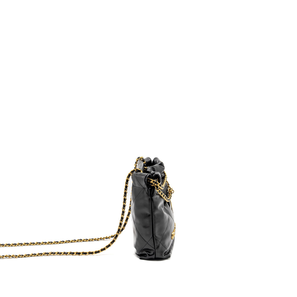 CHANEL MINI 22 BAG CALFSKIN BLACK GHW (MICROCHIP)