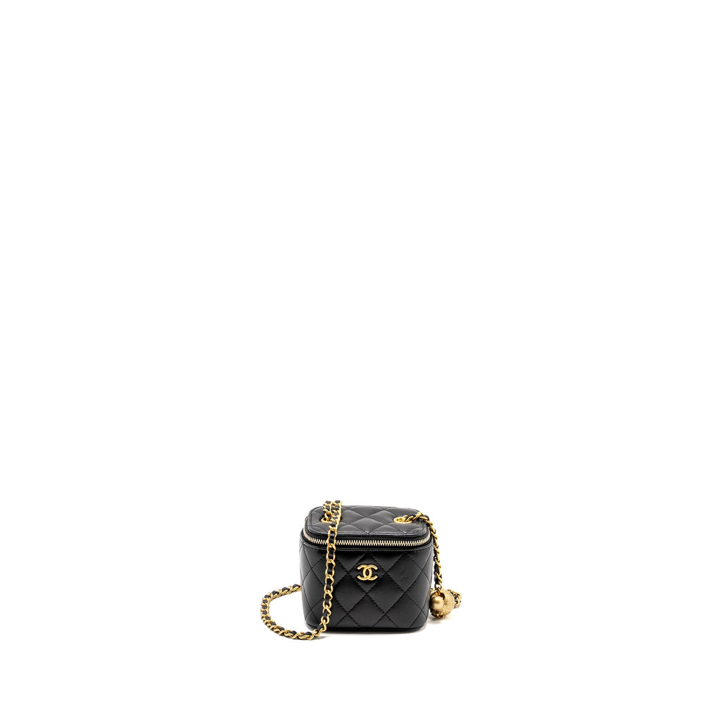 CHANEL PEARL CRUSH MINI VANITY CASE LAMBSKIN BLACK GHW
