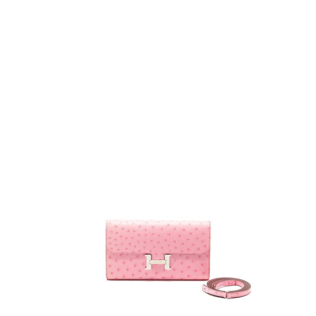 HERMES CONSTANCE TO GO OSTRICH BUBBLEGUM PINK SHW