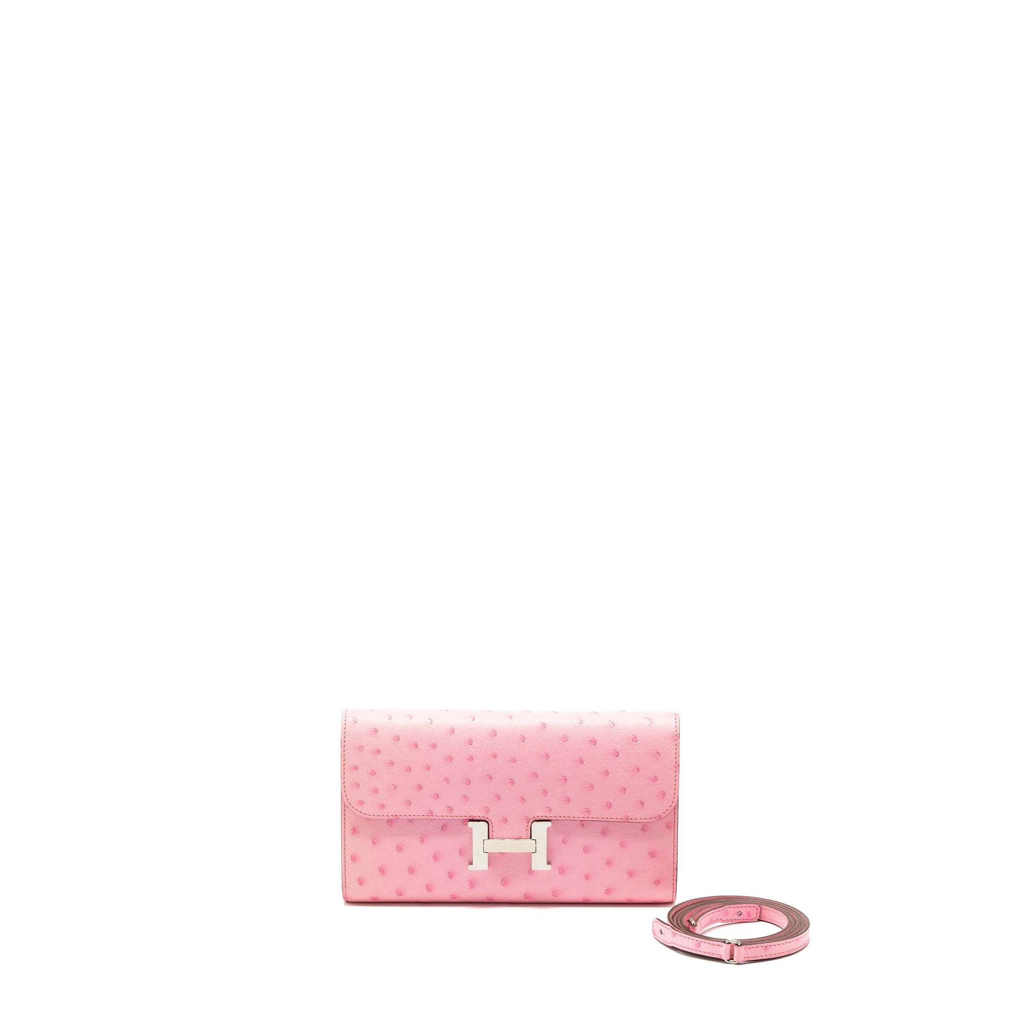 HERMES CONSTANCE TO GO OSTRICH BUBBLEGUM PINK SHW