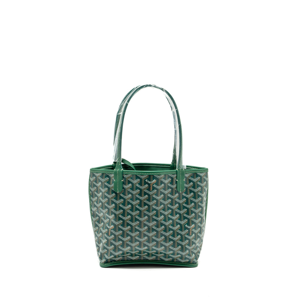 GOYARD MINI ANJOU TOTE BAG GOYARDLINE CANVAS / LEATHER GREEN SHW