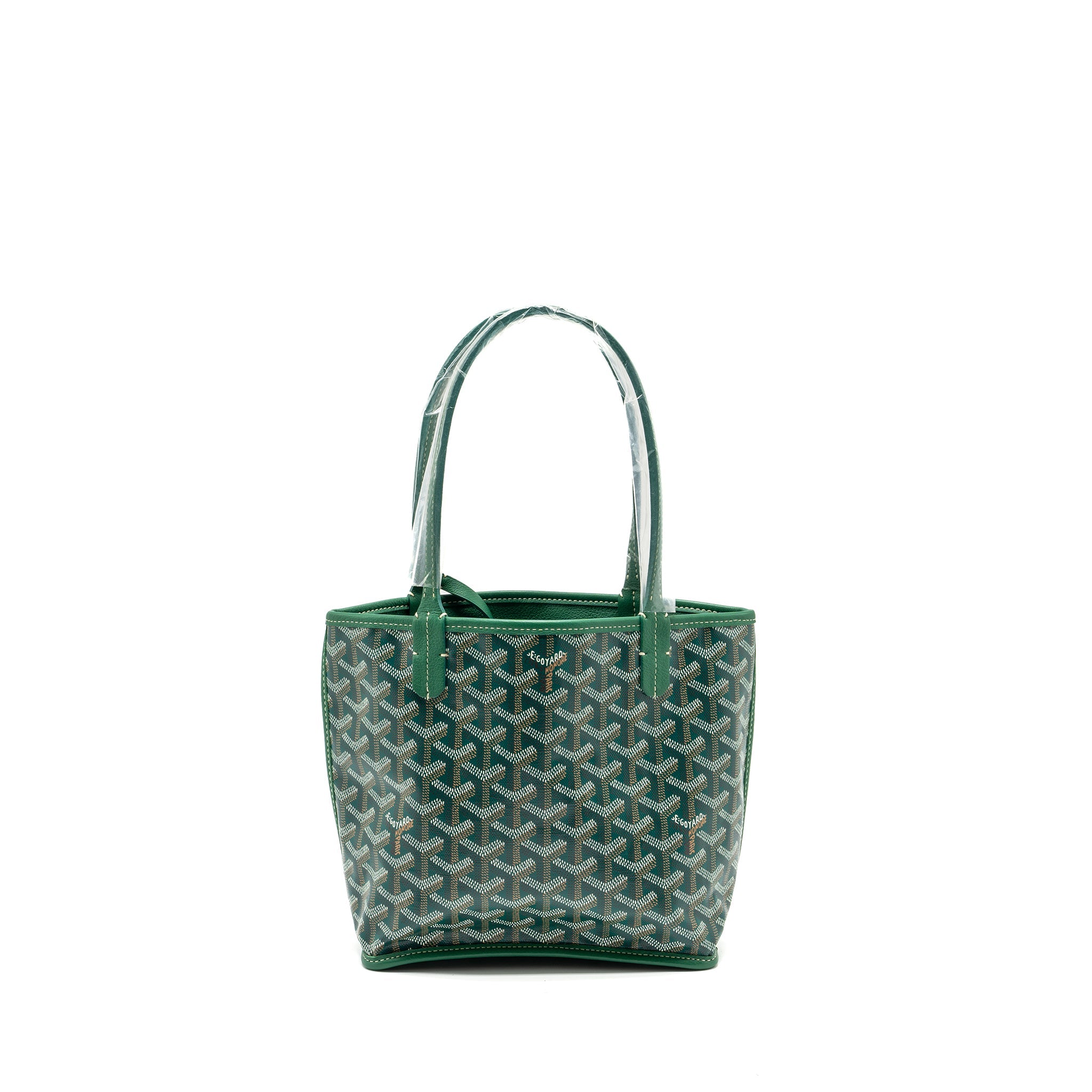 GOYARD MINI ANJOU TOTE BAG GOYARDLINE CANVAS / LEATHER GREEN SHW