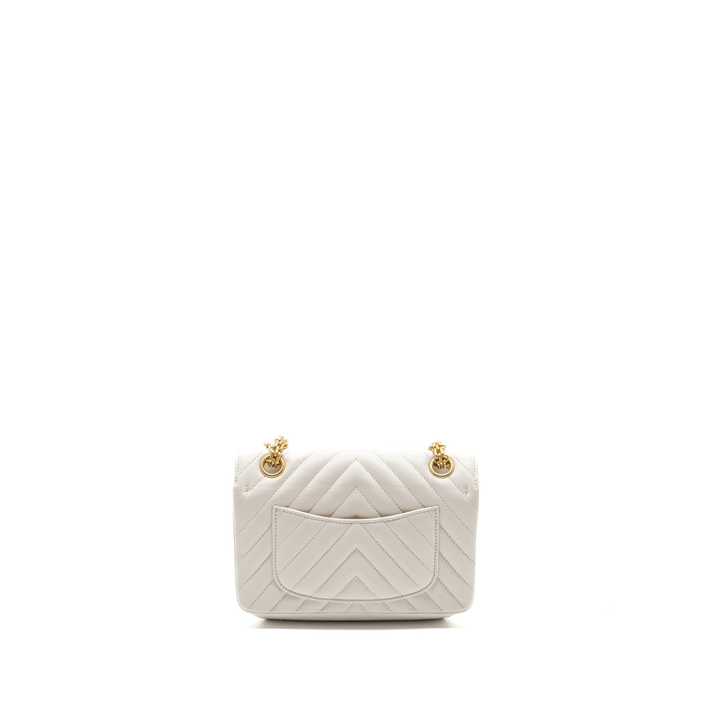 CHANEL MINI CHEVRON 2.55 REISSUE FLAP BAG CALFSKIN WHITE GHW (MICROCHIP)