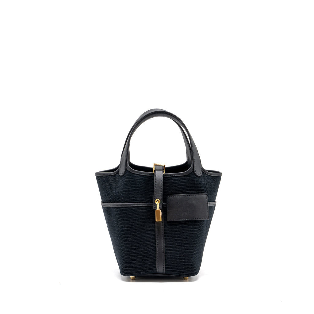 HERMES PICOTIN CARGO 18 LOCK BAG SWIFT / TOILE CANVAS BLACK GHW