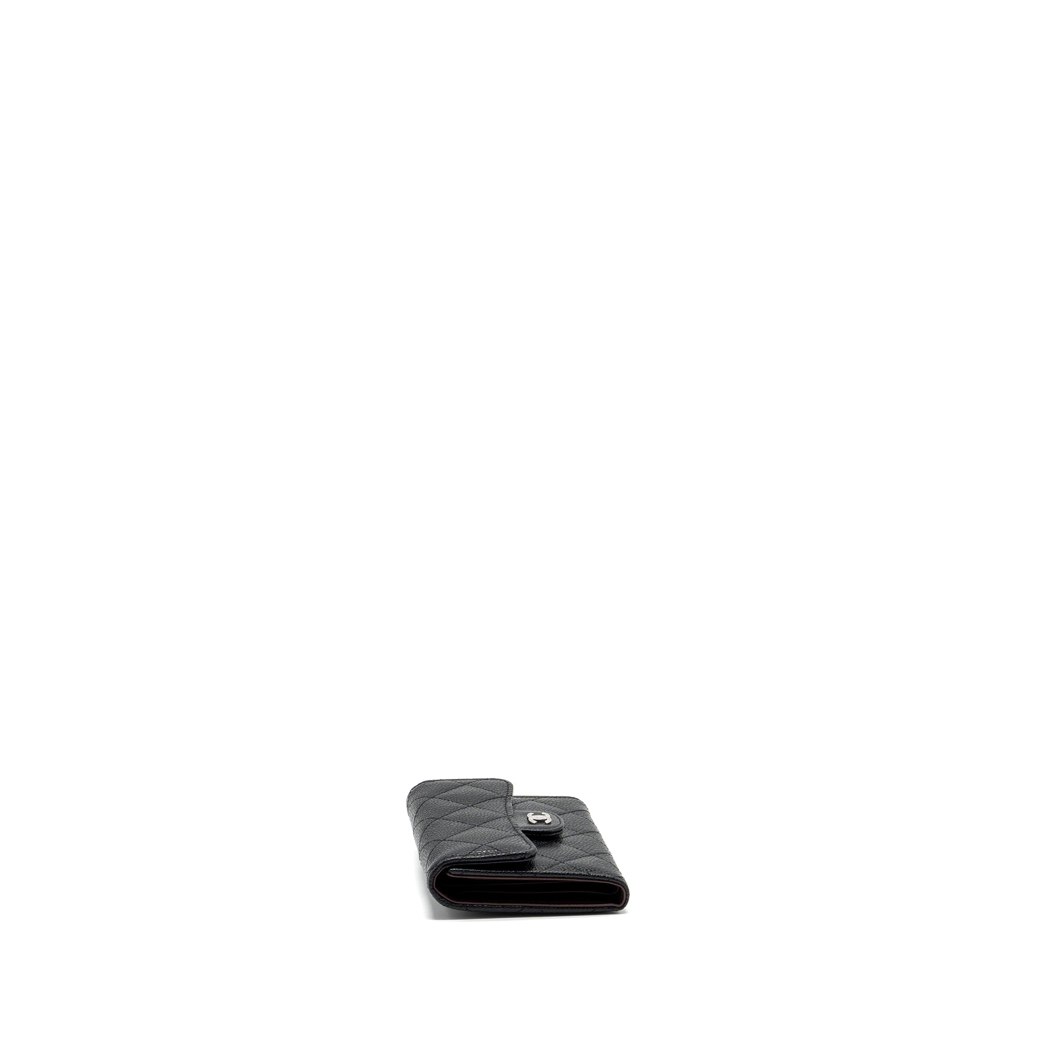 CHANEL SMALL CLASSIC FLAP WALLET CAVIAR BLACK SHW (MICROCHIP)